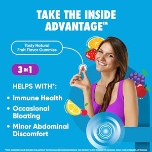 Digestive Advantage Probiotics For Digestive Health, Probiotic Gummies & Vit D, Daily Probiotics For Women &Men Occasional Bloating, Minor Abdominal Discomfort & Gut Health, 80ct Natural Fruit Flavors