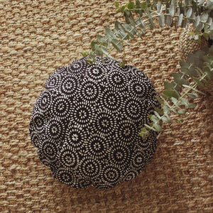 Traditional Batik Decorative Round Pillow Cover 16" - in Dark Navy