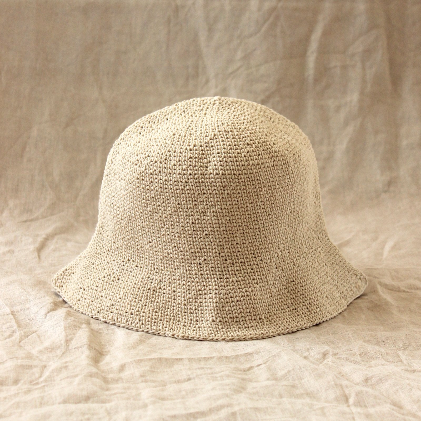 FLORETTE Crochet Bucket Hat, in Nude White