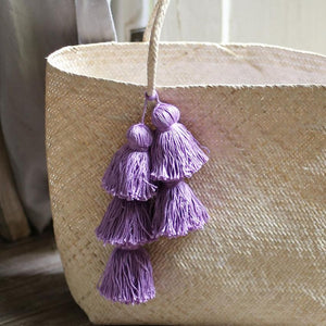 Borneo Sani Straw Tote Bag - with Purple Tassels (Pre-order)