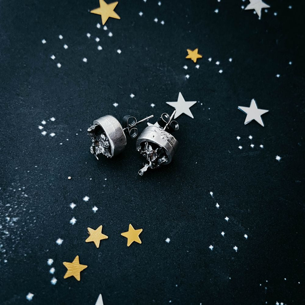 Chunky Round Authentic Meteorite Jewelry Set